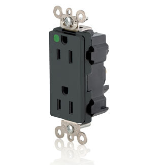 Leviton Lev-Lok Decora Plus Duplex Receptacle Outlet Extra Heavy-Duty Hospital Grade Smooth Face 15 Amp 125V Modular NEMA 5-15R Black (M1626-HGE)