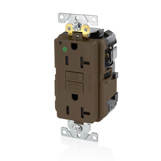 Leviton Lev-Lok SmartlockPro GFCI Duplex Receptacle Outlet Extra Heavy-Duty Hospital Grade Power Indication 20 Amp 125V Modular Brown (MGFN2-HG)