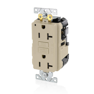 Leviton Lev-Lok SmartlockPro GFCI Duplex Receptacle Outlet Extra Heavy-Duty Industrial Spec Grade Power Indication 20 Amp 125V Ivory (MGFN2-I)