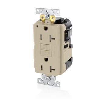 Leviton Lev-Lok SmartlockPro GFCI Duplex Receptacle Outlet Extra Heavy-Duty Industrial Spec Grade Tamper-Resistant 20 Amp 125V Modular Ivory (MGFT2-I)