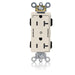 Leviton Lev-Lok Decora Plus Duplex Receptacle Outlet Heavy-Duty Industrial Spec Grade Two Outlets Marked Controlled Smooth Face 20 Amp 125V Light Almond (M1636-2ST)