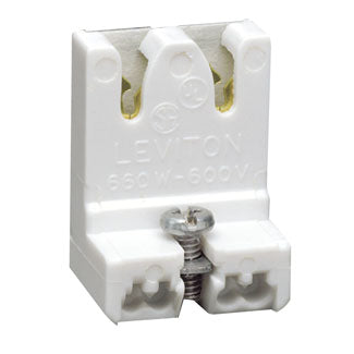 Leviton Medium Base T8 Only Bi-Pin Standard Fluorescent Lamp Holder Low Profile Screw Mount Straight-In Double Edge Quick-Connect (13451-NX)