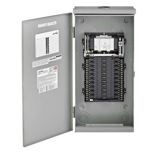 Leviton Load Center NEMA 3R Outdoor With Main Breaker 100A 20 Spaces 22Ka Interrupt Rating Box Interior And Door With Instruction Sheet (LP210-3B)