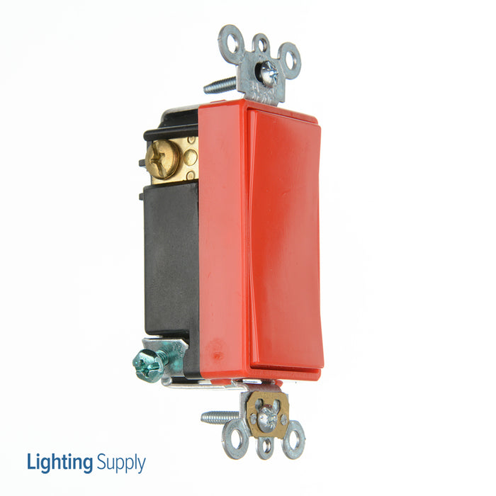 Leviton 3A 24V Decora Plus Rocker Double-Throw Center Off Momentary Contact Single-Pole AC Quiet Switch Red (56081-2R)