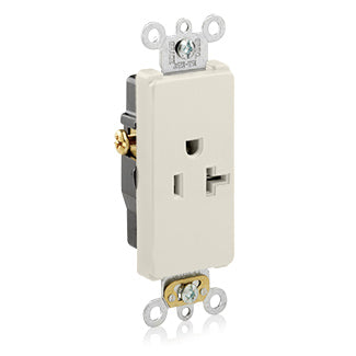 Leviton Decora Plus Single Receptacle Outlet Commercial Spec Grade Smooth Face 20 Amp 125V Side Wire NEMA 5-20R 2-Pole 3-Wire Light Almond (16341-T)