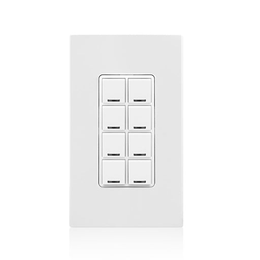 Leviton Lumina RF Decora 8-button Multi-Function BLE Keypad With Room Controller And LED Feedback Functionality 120-277VAC 50/60Hz (DLDNK-8W)