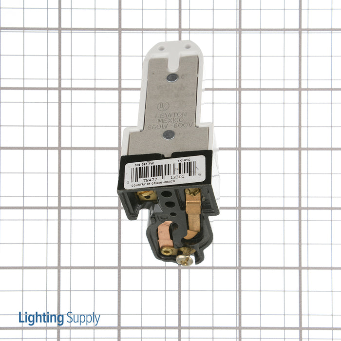 Leviton Medium Base Bi-Pin Standard Fluorescent Lamp Holder Pedestal Screw Mount Turn-Type With Starter Base 2-Screw Terminal White (391-1W)
