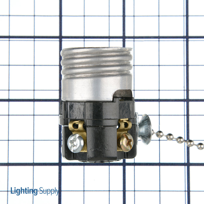 Leviton Medium Base Interior Only Shell Incandescent Lamp Holder Pull Chain Single Circuit (19980-M)