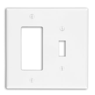 Leviton 2-Gang 1-Toggle 1-Decora/GFCI Device Combination Wall Plate/Faceplate Midway Size Thermoplastic Nylon Device Mount White (PJ126-W)