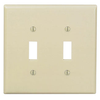 Leviton 2-Gang Toggle Device Switch Wall Plate Midway Size Thermoplastic Nylon Device Mount Black (PJ2-E)