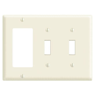 Leviton 3-Gang 2-Toggle 1-Decora/GFCI Device Combination Wall Plate Midway Size Thermoplastic Nylon Device Mount Ivory (PJ226-I)