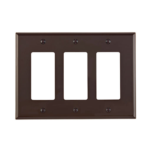 Leviton 3-Gang Decora/GFCI Device Decora Wall Plate/Faceplate Midway Size Thermoplastic Nylon Device Mount Brown (PJ263-B)