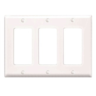 Leviton 3-Gang Decora/GFCI Device Decora Wall Plate/Faceplate Midway Size Thermoplastic Nylon Device Mount White (PJ263-W)