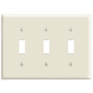 Leviton 3-Gang Toggle Device Switch Wall Plate Midway Size Thermoplastic Nylon Device Mount Ivory (PJ3-I)