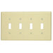 Leviton 4-Gang Toggle Device Switch Wall Plate Midway Size Thermoplastic Nylon Device Mount Ivory (PJ4-I)