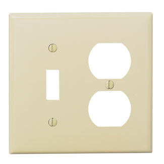 Leviton 2-Gang 1-Toggle 1-Duplex Device Combination Wall Plate Midway Size Thermoplastic Nylon Device Mount Ivory (PJ18-I)