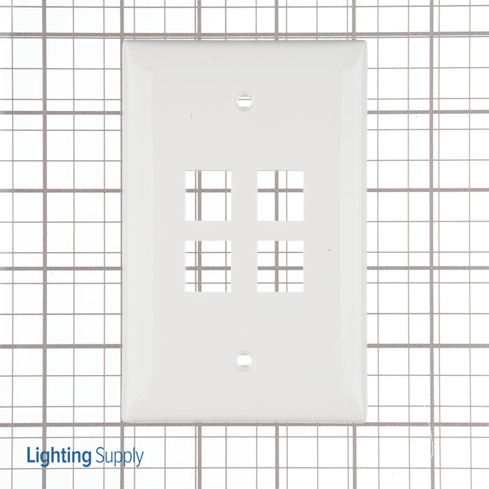 Leviton Midsize 1-Gang QuickPort Wall Plate 4-Port White (41091-4WN)