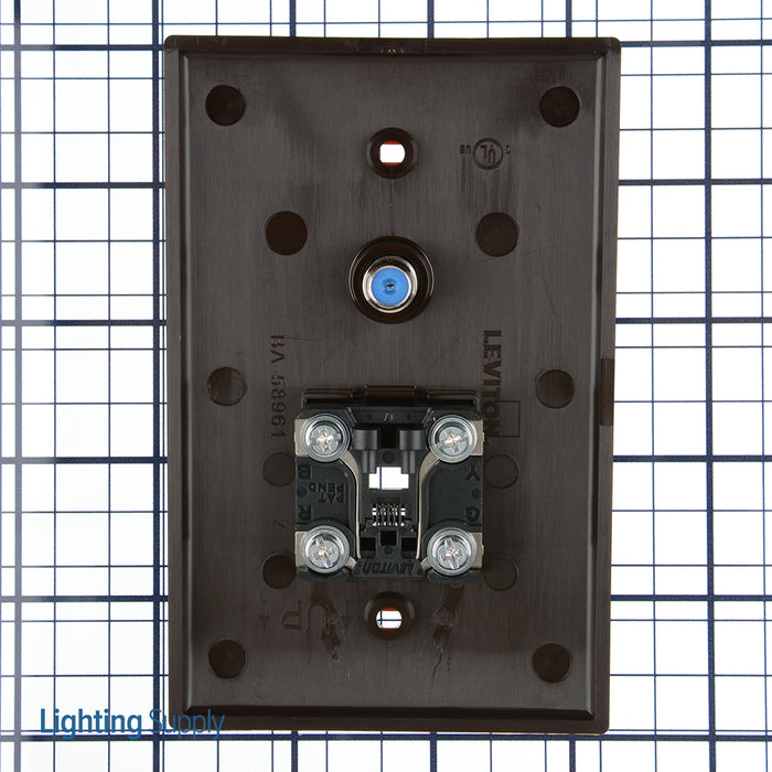 Leviton Midsize Telephone/Video Wall Jack 6P4C X F Brown (40539-CMB)