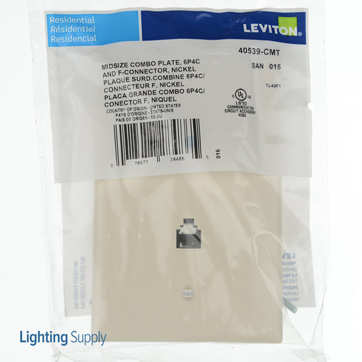 Leviton Midsize Telephone/Video Wall Jack 6P4C X F Light almond (40539-CMT)