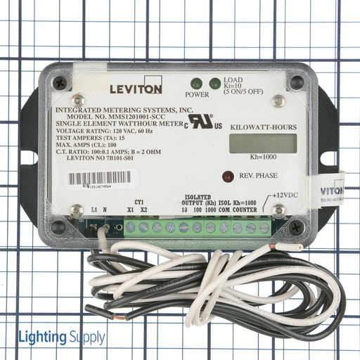 Leviton Mini Meter Submeter Single Element No Enclosure 120V 1PH 2W 1.0 kWh Self-Contained LCD Counter 100 0.1 Electric Meter (7B101-S01)