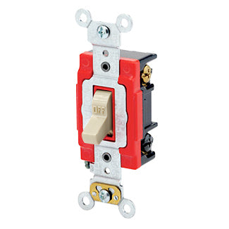 Leviton 20 Amp 120V Toggle Lighted Handle Illuminated When In The On Position 3-Way AC Quite Switch Red (1223-PLR)