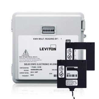 Leviton Mini Meter Kit Outdoor Surface Mount Mechanical Counter 120/208/240V 1P/3W 100A With 2 Split Core Current Transformers (MO240-1W)