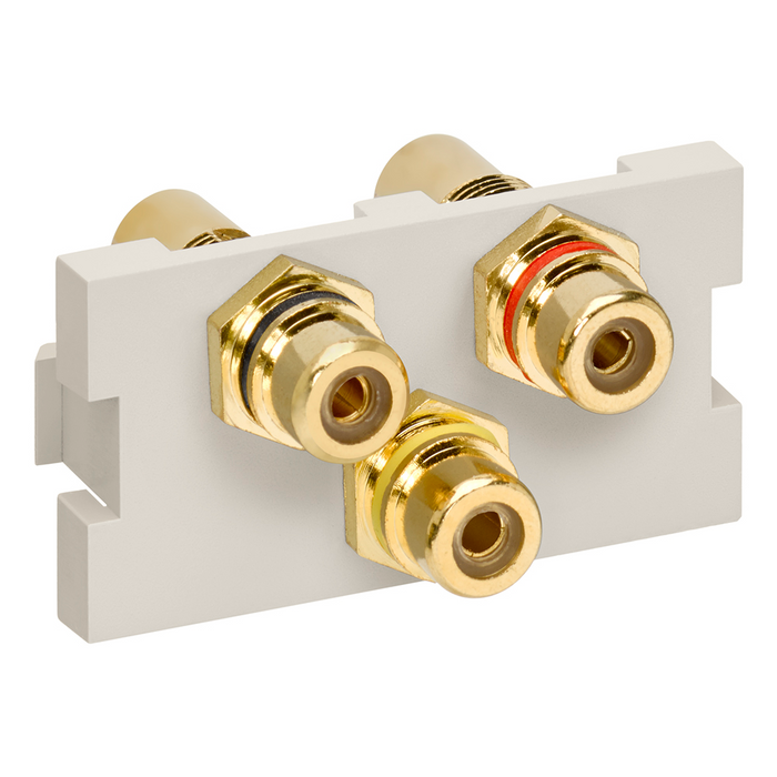 Leviton RCA Composite Feedthrough MOS (Multimedia Outlet System) Connector Light Almond (41292-3RT)