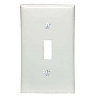 Leviton 1-Gang Toggle Device Switch Wall Plate Standard Size Thermoplastic Nylon Device Mount White (80701-W)