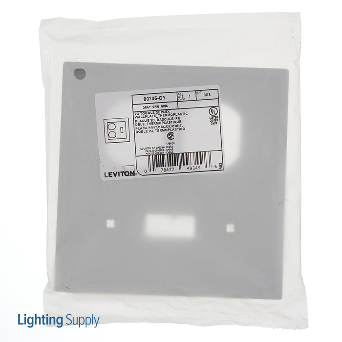 Leviton 2-Gang 1-Toggle 1-Duplex Device Combination Wall Plate Standard Size Thermoplastic Nylon Device Mount Gray (80705-GY)