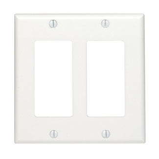 Leviton 2-Gang Decora/GFCI Device Decora Wall Plate/Faceplate Standard Size Thermoplastic Nylon Device Mount Gray (80409-NGY)