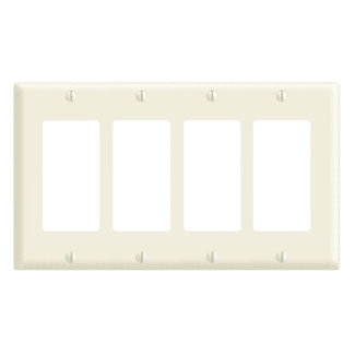 Leviton 4-Gang Decora/GFCI Device Decora Wall Plate/Faceplate Standard Size Thermoplastic Nylon Device Mount Ivory (80412-NI)