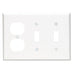 Leviton 3-Gang 2-Toggle 1-Duplex Device Combination Wall Plate Standard Size Thermoplastic Nylon Device Mount White (80721-W)