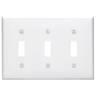 Leviton 3-Gang Toggle Device Switch Wall Plate Standard Size Thermoplastic Nylon Device Mount Ivory (80711-I)