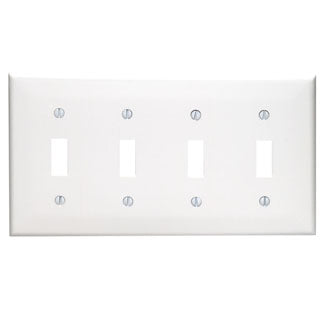 Leviton 4-Gang Toggle Device Switch Wall Plate Standard Size Thermoplastic Nylon Device Mount Gray (80712-GY)