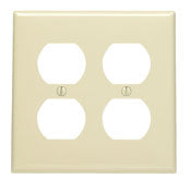 Leviton 2-Gang 2-Duplex Receptacle Wall Plate Standard Size Thermoplastic Nylon Device Mount Gray (80716-GY)