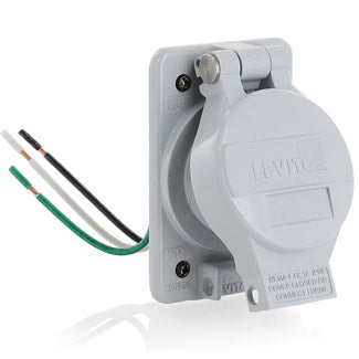 Leviton 20 Amp 125V NEMA 5-20R 2P 3W Receptacle Straight Blade Industrial Grade Grounding Rhino-Hide Gray (LNR96-3)