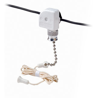 Leviton Pull Chain Switch Single-Pole On-Off 6A-125VAC 3A-125V AC-L 3A-250VAC With Two 6 Inch Black Leads 18 AWG AWM TEW 105C 600V (10041-500)