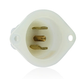 Leviton 15 Amp 125/250V NEMA ML3P 3P 3W Flanged Inlet Locking Receptacle Industrial Grade Non-Grounding MiniLock White (ML3-PB)