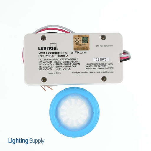 Leviton Outdoor Passive Infrared PIR Occupancy Sensor To Mount Internal To Task Lighting Fixtures 360 Degree High Bay Lens White (OSF20-IUW)