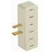 Leviton 15 Amp 125V 2-Pole 2-Wire Non-Grounding Single-To-Triple Right Angle Adapter 3 Round Or Flat Plugs Accepted Ivory (65-I)