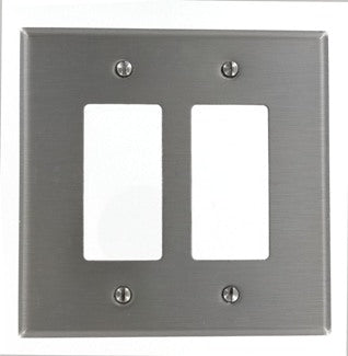 Leviton 2-Gang Decora/GFCI Device Decora Wall Plate Oversized 302 Stainless Steel Device Mount (SO262)