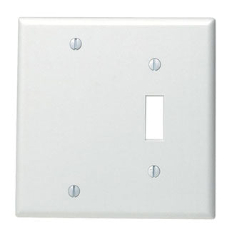 Leviton 2-Gang 1-Toggle 1-Blank Device Combination Wall Plate Standard Size Thermoset Box Mount White (88006)