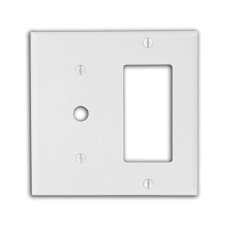 Leviton 2-Gang 1-Decora 1-Telephone/Cable .406 Device Combination Wall Plate/Faceplate Standard Size Thermoset Strap Mount Ivory (80479-I)