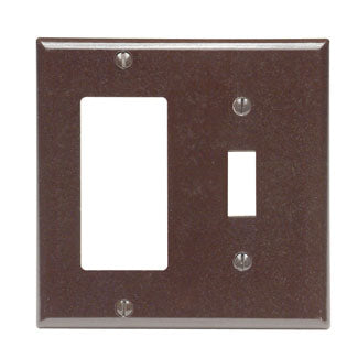 Leviton 2-Gang 1-Toggle 1-Decora/GFCI Device Combination Wall Plate Standard Size Thermoset Device Mount Brown (80405)