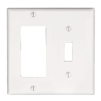 Leviton 2-Gang 1-Toggle 1-Decora/GFCI Device Combination Wall Plate Standard Size Thermoset Device Mount White (80405-W)