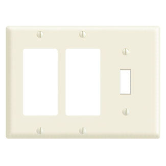 Leviton 3-Gang 1-Toggle 2-Decora/GFCI Device Combination Wall Plate Standard Size Thermoset Device Mount White (80431-W)