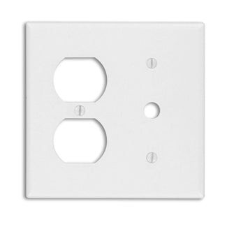 Leviton 2-Gang 1-Duplex 1-Telephone/Cable .406 Device Combination Wall Plate Standard Size Thermoset Strap Mount White (88078)