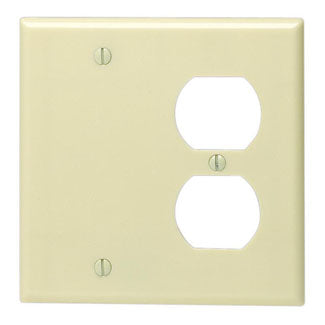 Leviton 2-Gang 1-Duplex 1-Blank Device Combination Wall Plate Standard Size Thermoset Box Mount Ivory (86008)