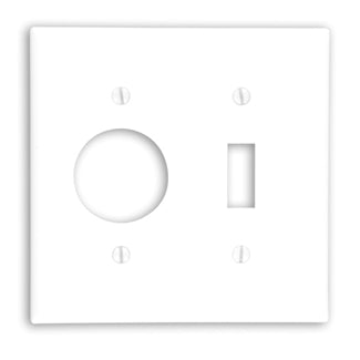 Leviton 2-Gang 1-Toggle 1-Single 1.406 Inch Diameter Device Combination Wall Plate Standard Size Thermoset Device Mount White (88007)