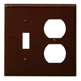 Leviton 2-Gang 1-Toggle 1-Duplex Device Combination Wall Plate Standard Size Thermoset Device Mount Brown (85005)